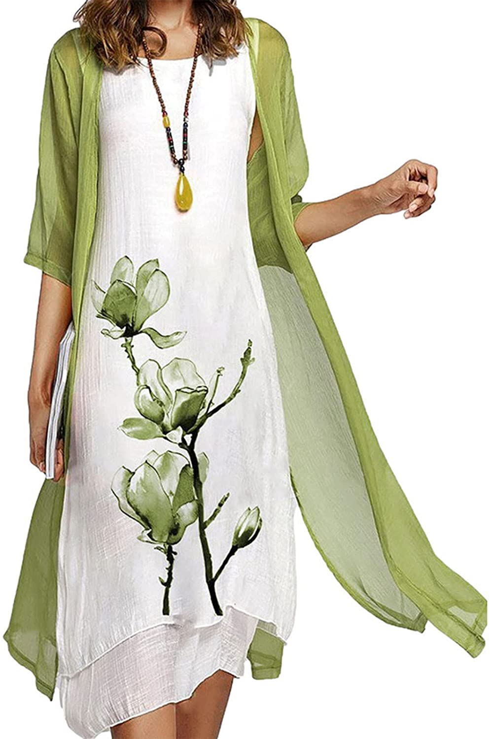 Maxi Dress for Women Fall ATTOE Casual Two Piece Set Plus Size Long Sleeve  Floral Long Sundress Wedding Guest | Walmart Canada